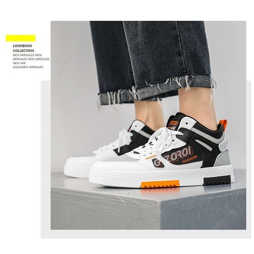 Men's Sneakers With High-top Casual Sneakers White&Grey