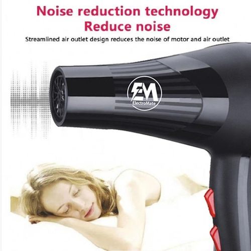 Em ElectroMate Blow Dryer Hair Blower 2200W with 3 Speed & 2 Temperature Settings, Black