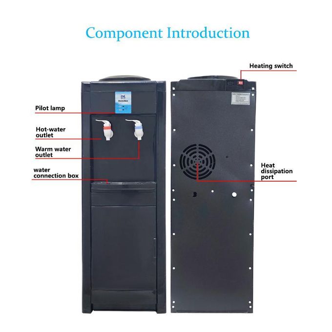 Em Water Dispenser Hot And Normal With Storage Cabinet Black Dispenser WD02 (1YR WRTY)