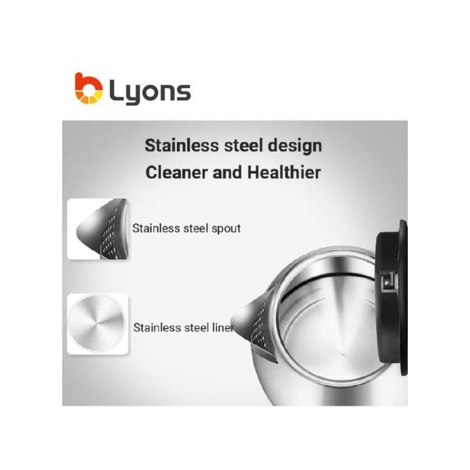 Lyons FK-0323 Stainless Steel 1.8L Electric Kettle-Black
